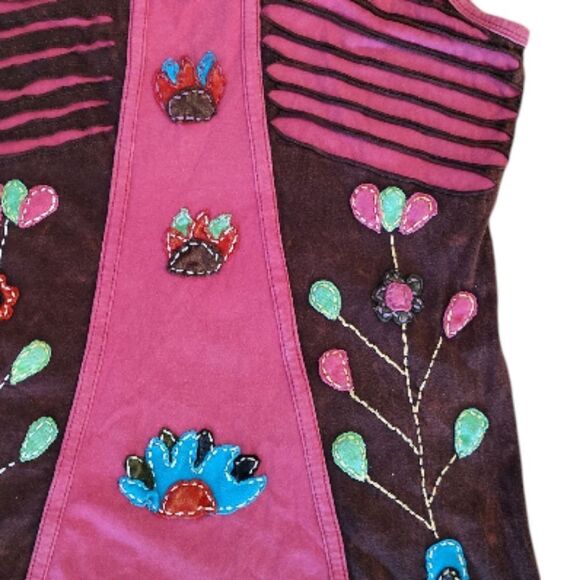 Y2K Colorful Embroidered Applique Festival Boho Nepal Cotton Mini Dress Medium - Picture 7 of 15
